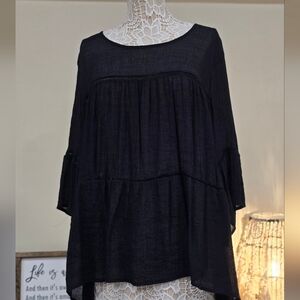 Bobeau Black Slightly Sheet Baby Doll Top Sz 3x